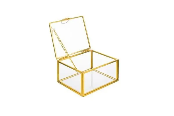 SCATOLA IN VETRO ORO VINTAGE (10×8,5xh.5,5cm)