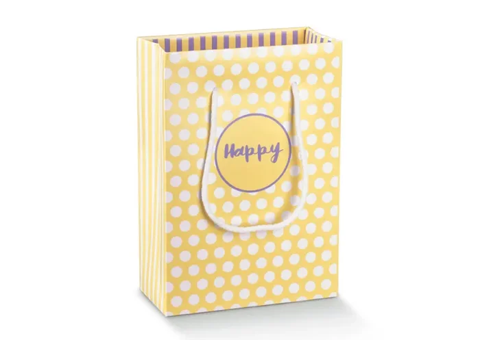 Scotton ShopperBox con Cordino 160 x 80 x 230 Mm Happy Giallo Lilla 10 Pz