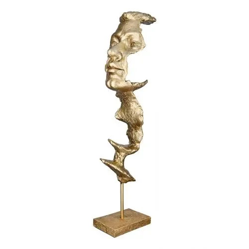 SCULTURA IN METALLO ORO, MOTIVO DEL VOLTO (7,5×22,5x31h)