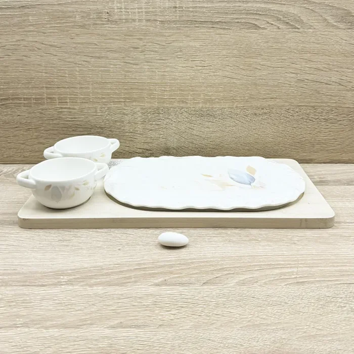 Set 2 Ciotole con Vassoio Fiori Mandorle by Paben