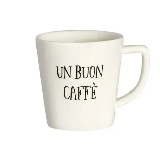 SET 2 TAZZINE ESPRESSO “UN BUON CAFFÃ¨” IN GRES PORCELLANATO BIANCO ( diam.5.5xh.6cm -100ml) Vendita online