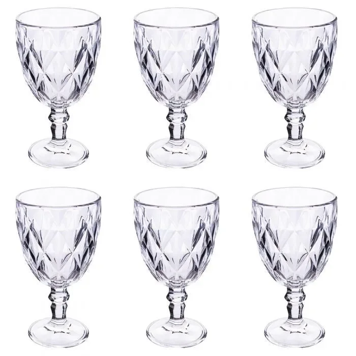 Set 6 calici 340 ml in vetro, superficie intagliata, trasparenti, Elizabeth Sibilla – Galileo