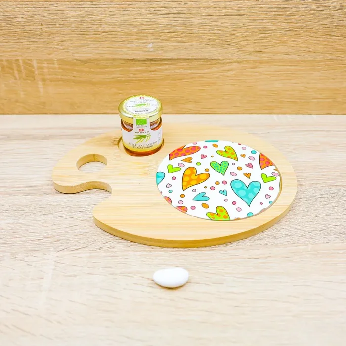 Tagliere Tondo con Cuoricini e Miele Cuore Matto Vendita calda
