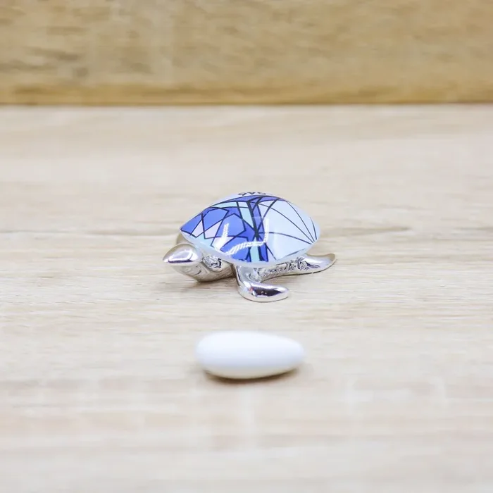 Tartaruga Argento Mini e Corazza con Decori Blu Gattinoni