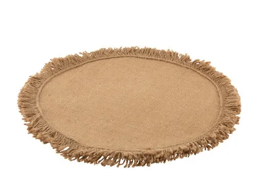 TOVAGLIETTA ROTONDA IUTA NATURALE CON FRANGE (43x43cm)