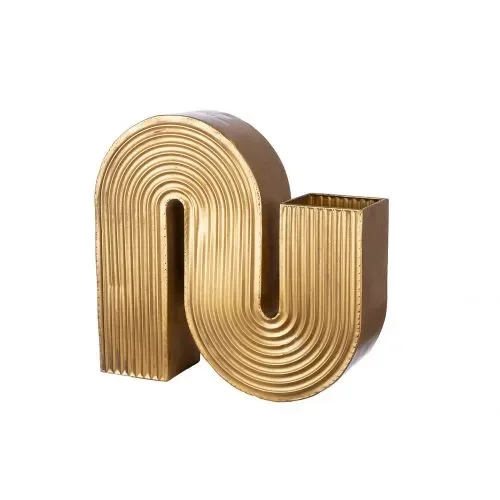 VASO ‘CANCUN’ IN METALLO STRIATO ORO (12x45x42,5cm)