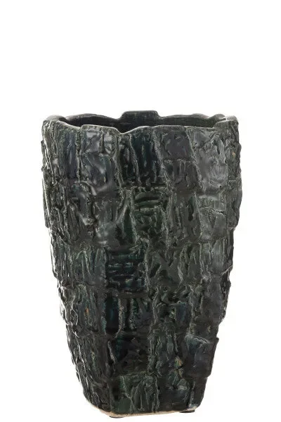 VASO AOKI IN CERAMICA VERDE PETROLIO LARGE (25x25x36,5cm)