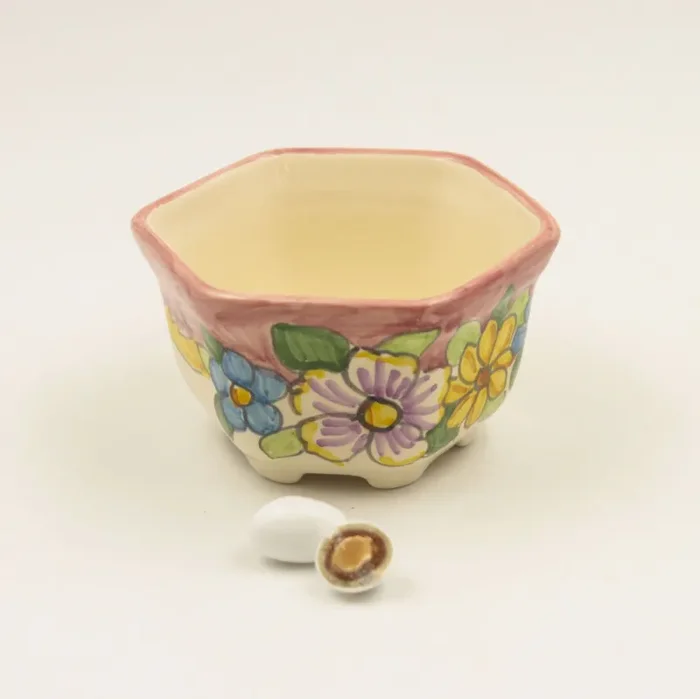 Vaso Esagonale Rosa Stile Vietrese Il Borgo di Vietri