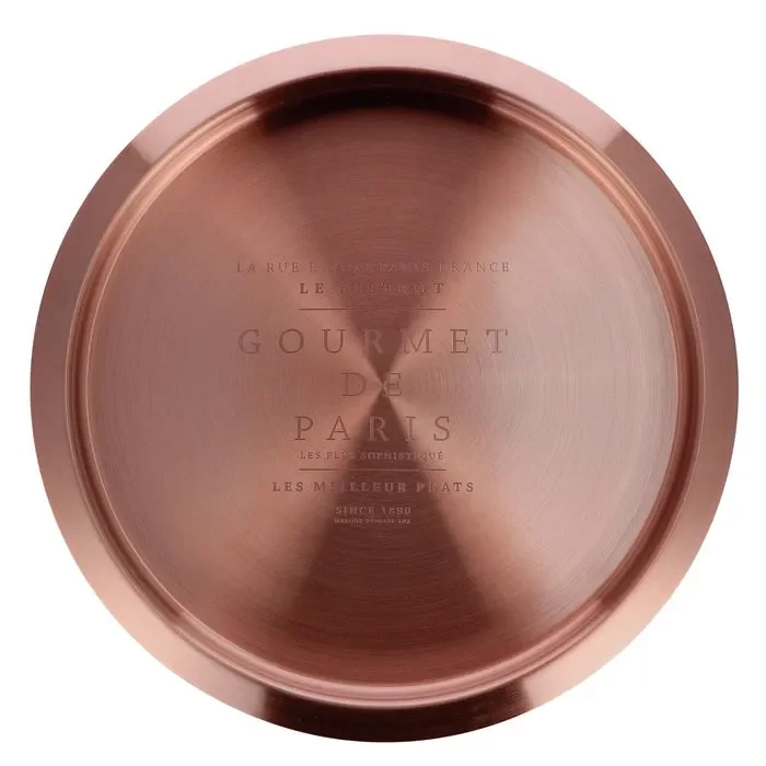 Vassoio tondo in acciaio color rame