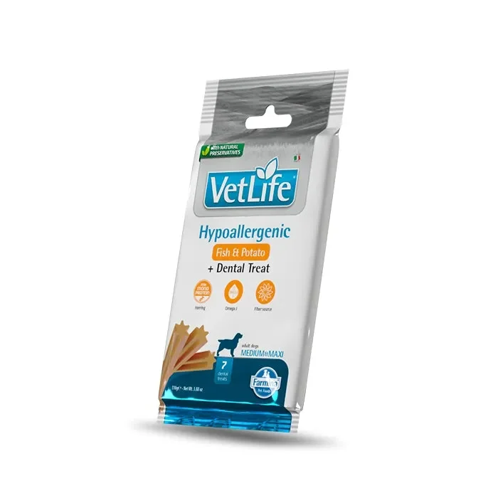 Vet Life Dog Dental Treat Hypoallergenic Pesce e patate Adult Medium maxi 100g