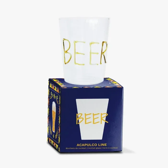 WD LifeStyle Bicchiere da Cocktail Vetro Borosilicato Cc 500 Ml Scritta Beer