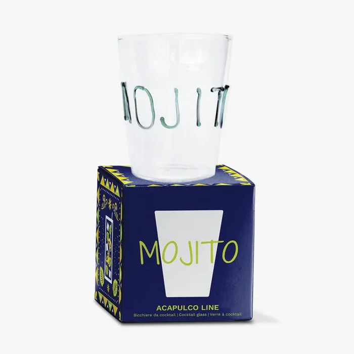 WD LifeStyle Bicchiere da Cocktail Vetro Borosilicato Cc 500 Ml Scritta Mojito