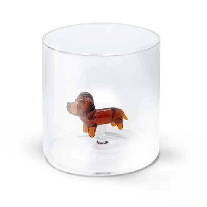 WD LifeStyle Bicchiere Vetro Borosilicato Cc 250 ml Decoro Bassotto