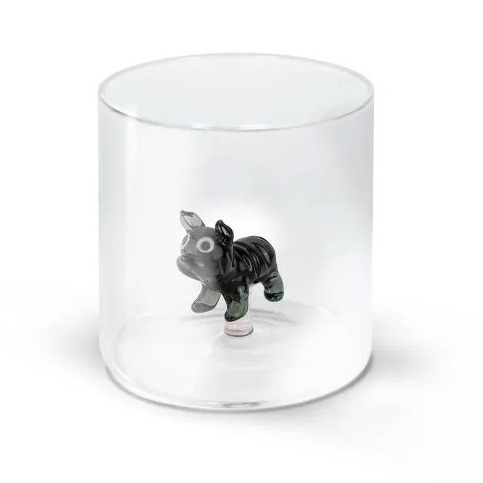 WD LifeStyle Bicchiere Vetro Borosilicato Cc 250 ml Decoro Bulldog Francese