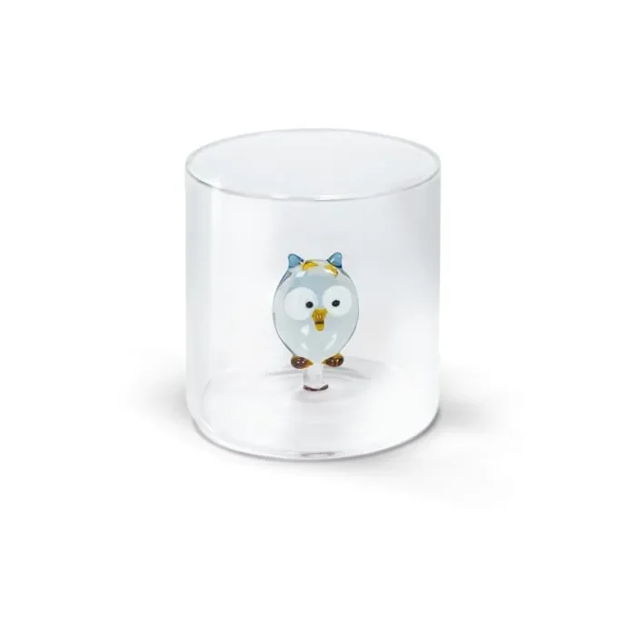 WD LifeStyle Bicchiere Vetro Borosilicato Cc 250 ml Decoro Gufo
