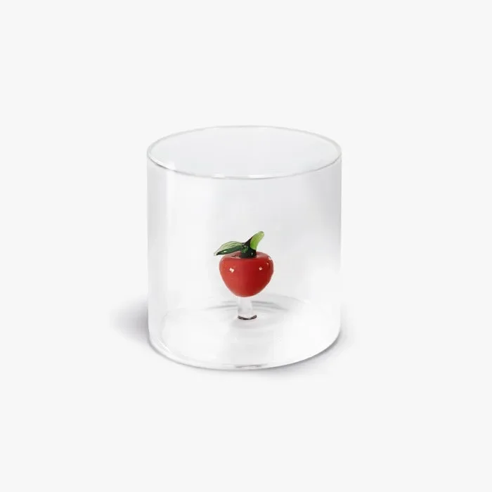 WD LifeStyle Bicchiere Vetro Borosilicato Cc 250 ml Decoro Mela