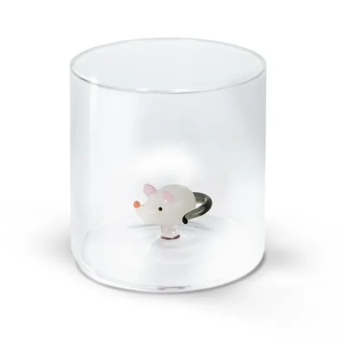 WD LifeStyle Bicchiere Vetro Borosilicato Cc 250 ml Decoro Topo
