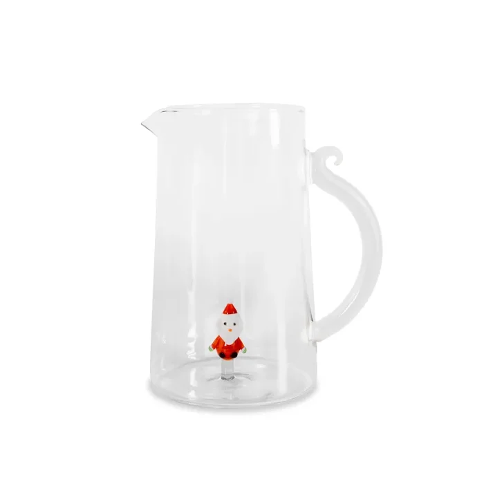 WD LifeStyle Caraffa Vetro Borosilicato Cc 1,5 Lt Decoro Babbo Natale