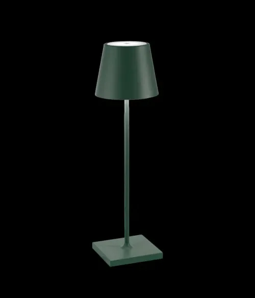 Zafferano Poldina Pro Verde Scuro – Lampada da Tavolo in Alluminio H38