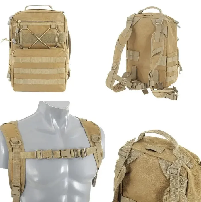 Zaino Tattico con spallacci rimovibili per Combat Vest e Chest Rig -25 litri Tan