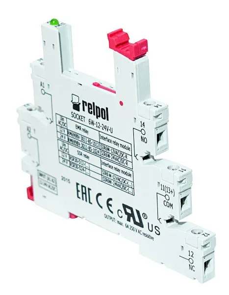 Zoccolo DIN Relpol Miniatura Slim 6A 12-24V – Terminali a Vite | 6W-12-24-U | LED-Mobile