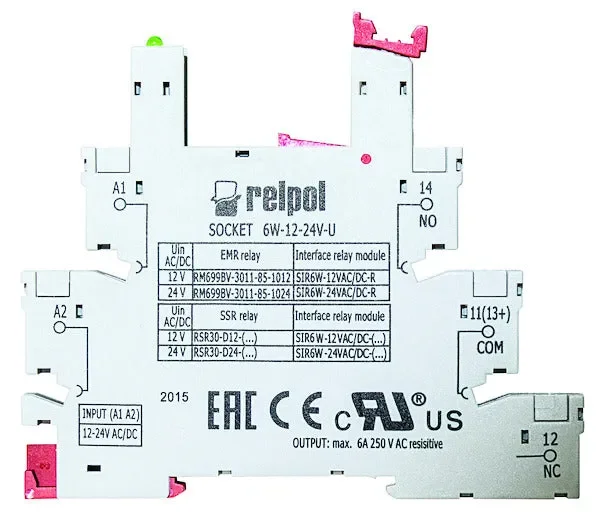 Zoccolo DIN Relpol Miniatura Slim 6A 12-24V – Terminali a Vite | 6W-12-24-U | LED-Mobile - immagine 2