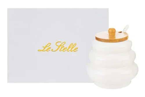 ZUCCHERIERA IN PORCELLANA BIANCA CON COPERCHIO IN LEGNO (10xh.10cm) CON ASTUCCIO